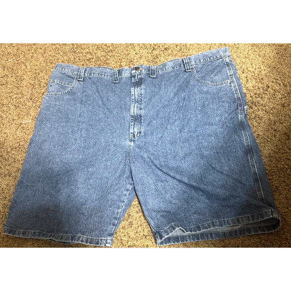 Wrangler Jean Shorts Mens 52x10 Blue Denim Carpenter Workwear Skater Y2K - Picture 1 of 5